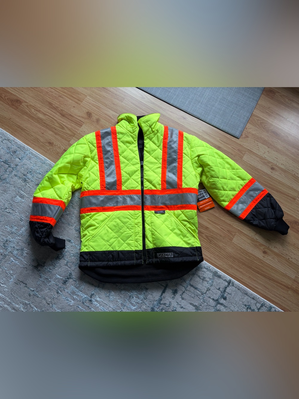 High-Visibility Kids Quilted Safety Jacket - Neon Yellow with Reflective Stripes
